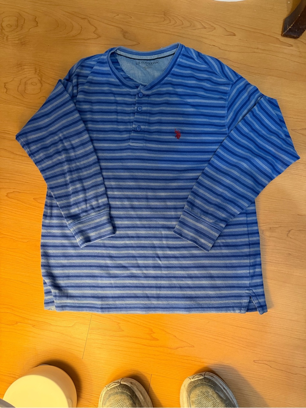 Polo by Ralph Lauren Blue Striped Henley Long-Sleeve Shirt